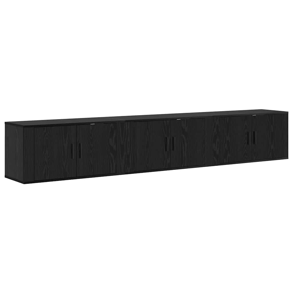 Wand-TV-Schrank Set 3 pcs Schwarz Eichen-Optik Holzwerkstoff