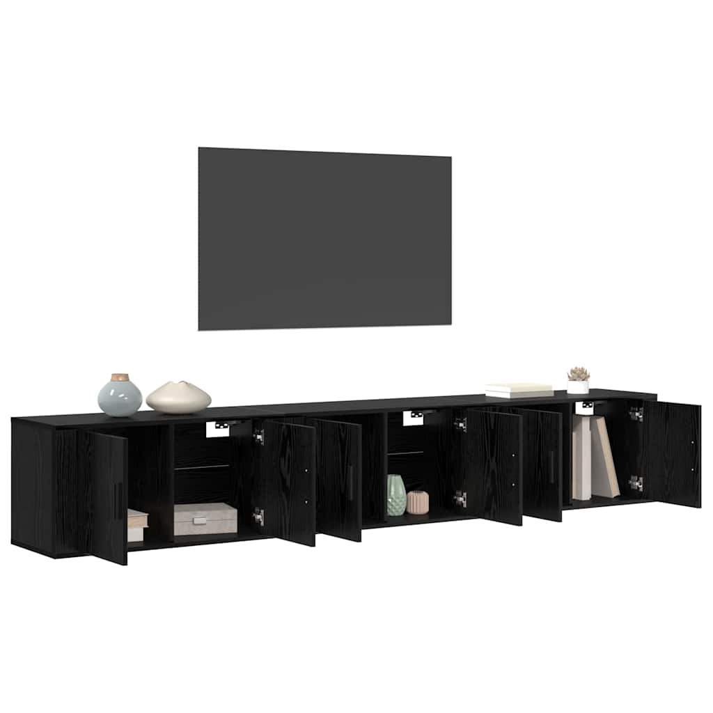 Wand-TV-Schrank Set 3 pcs Schwarz Eichen-Optik Holzwerkstoff