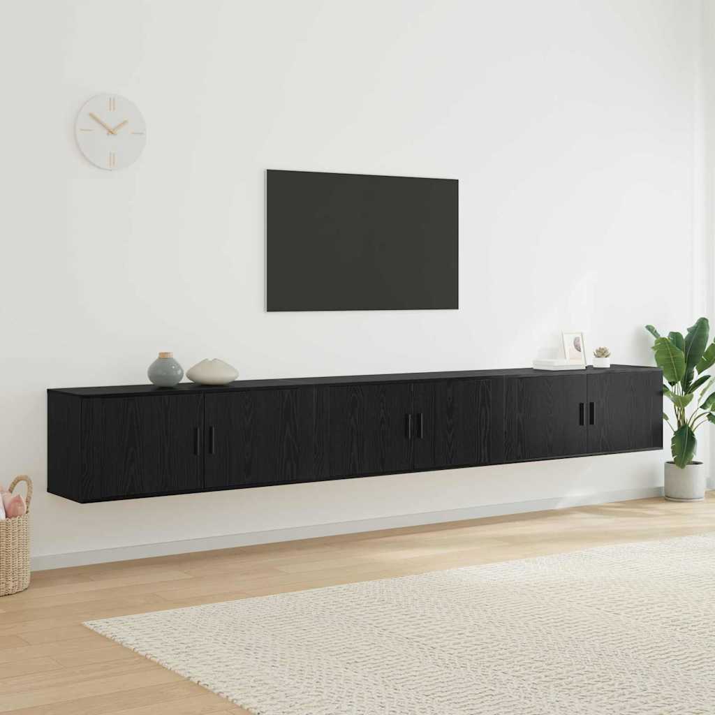 Wand-TV-Schrank Set 3 pcs Schwarz Eichen-Optik Holzwerkstoff