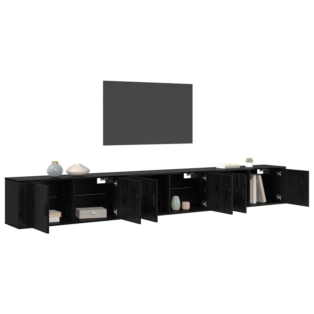 Wand-TV-Schrank Set 3 pcs Schwarz Eichen-Optik Holzwerkstoff