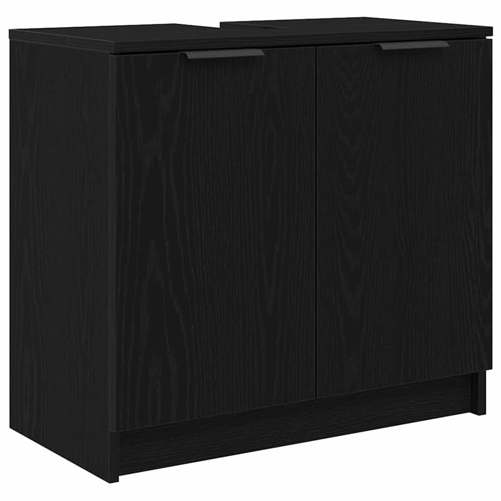 Badezimmerschrank-Set 3 Stück Schwarz Eichen-Optik Holzwerkstoff