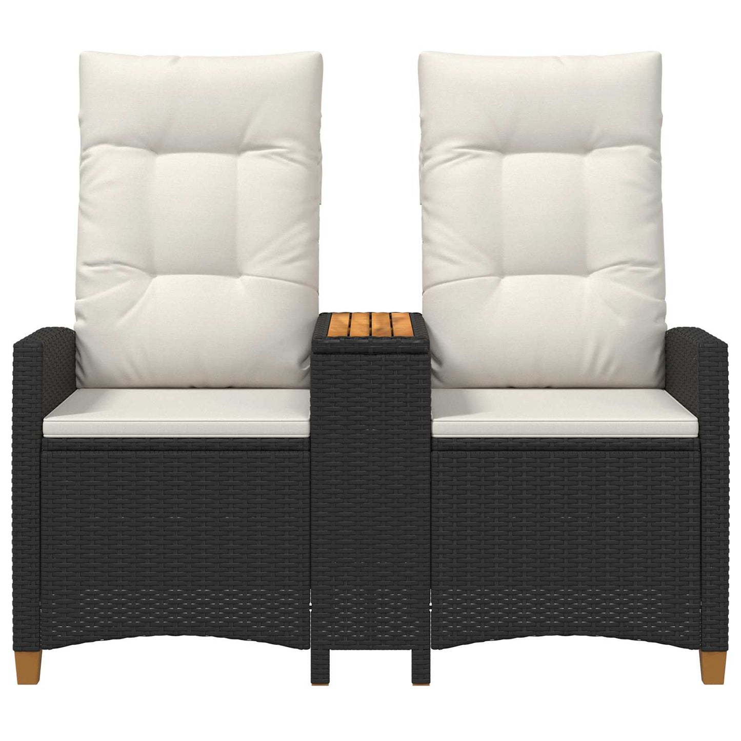 Liegebank mit Tisch Schwarz und Cremeweiß 126 x 65 x 112 cm
