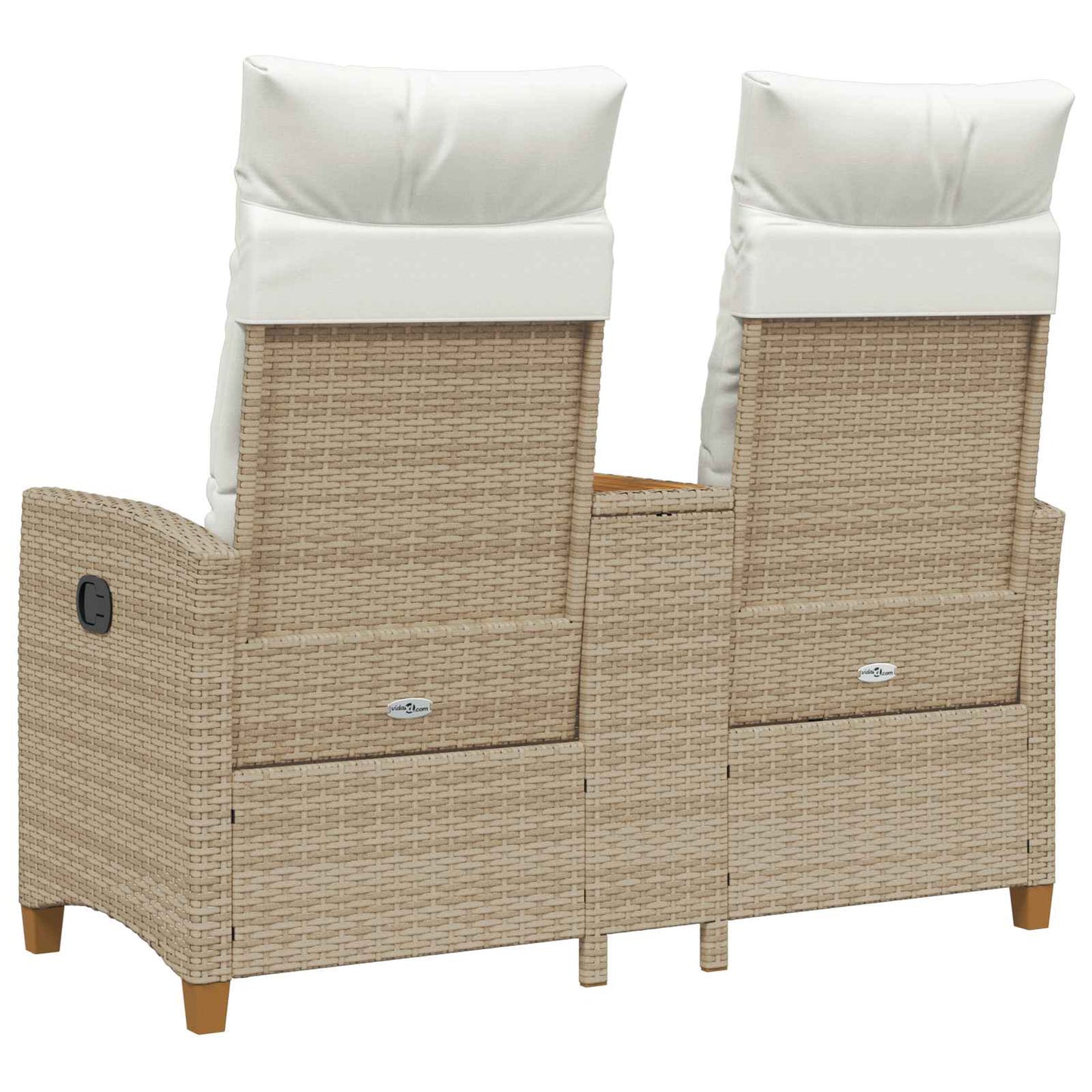 Liegebank mit Tisch Beige und Cremeweiß 126 x 65 x 112 cm