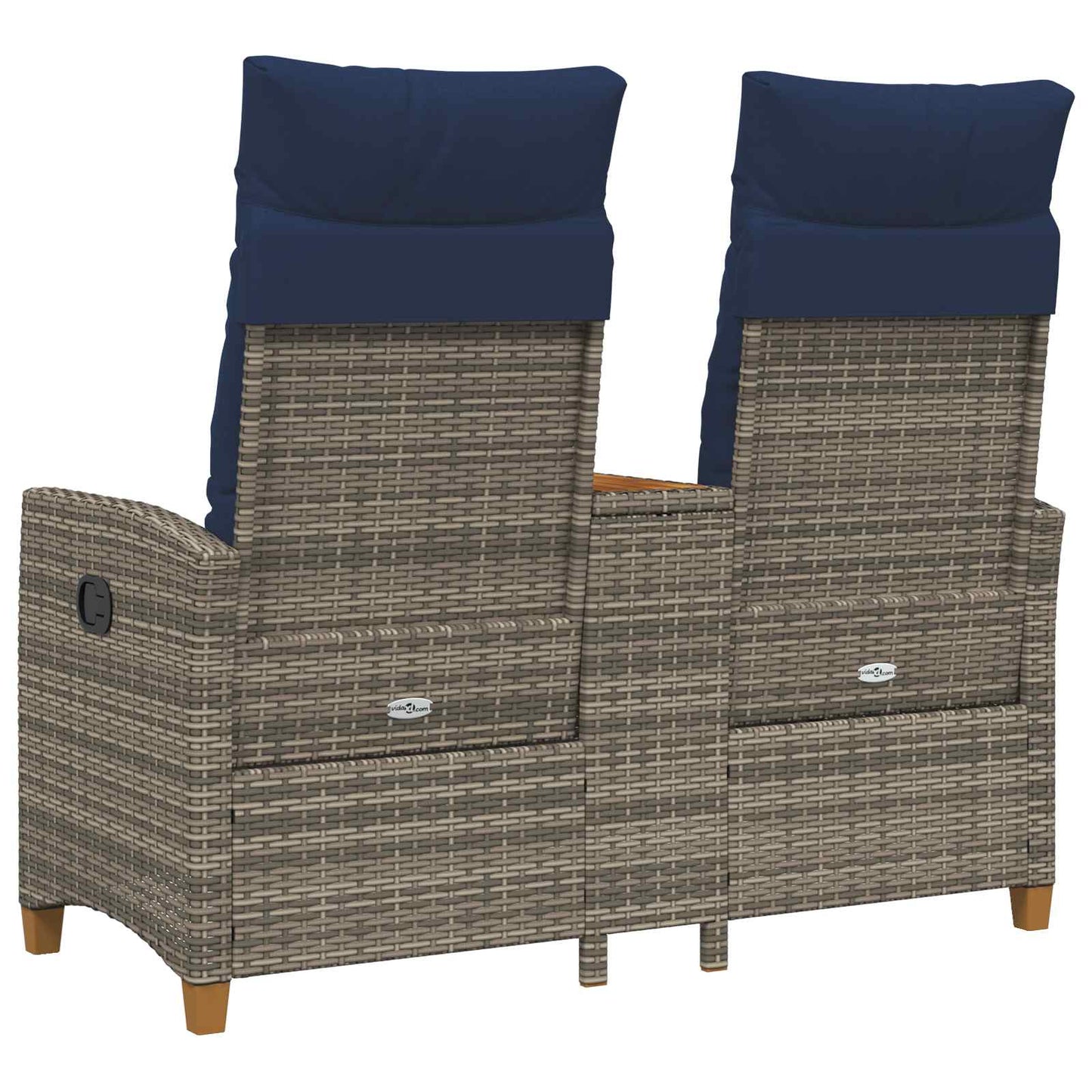 Liegebank mit Tisch Grau und Marineblau 126 x 65 x 112 cm