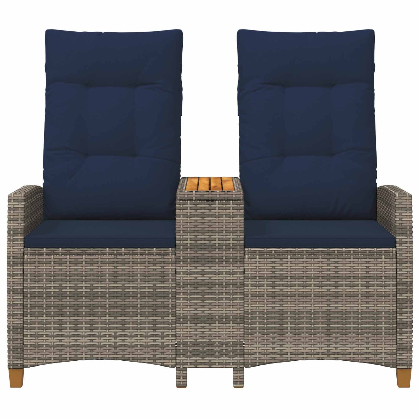 Liegebank mit Tisch Grau und Marineblau 126 x 65 x 112 cm