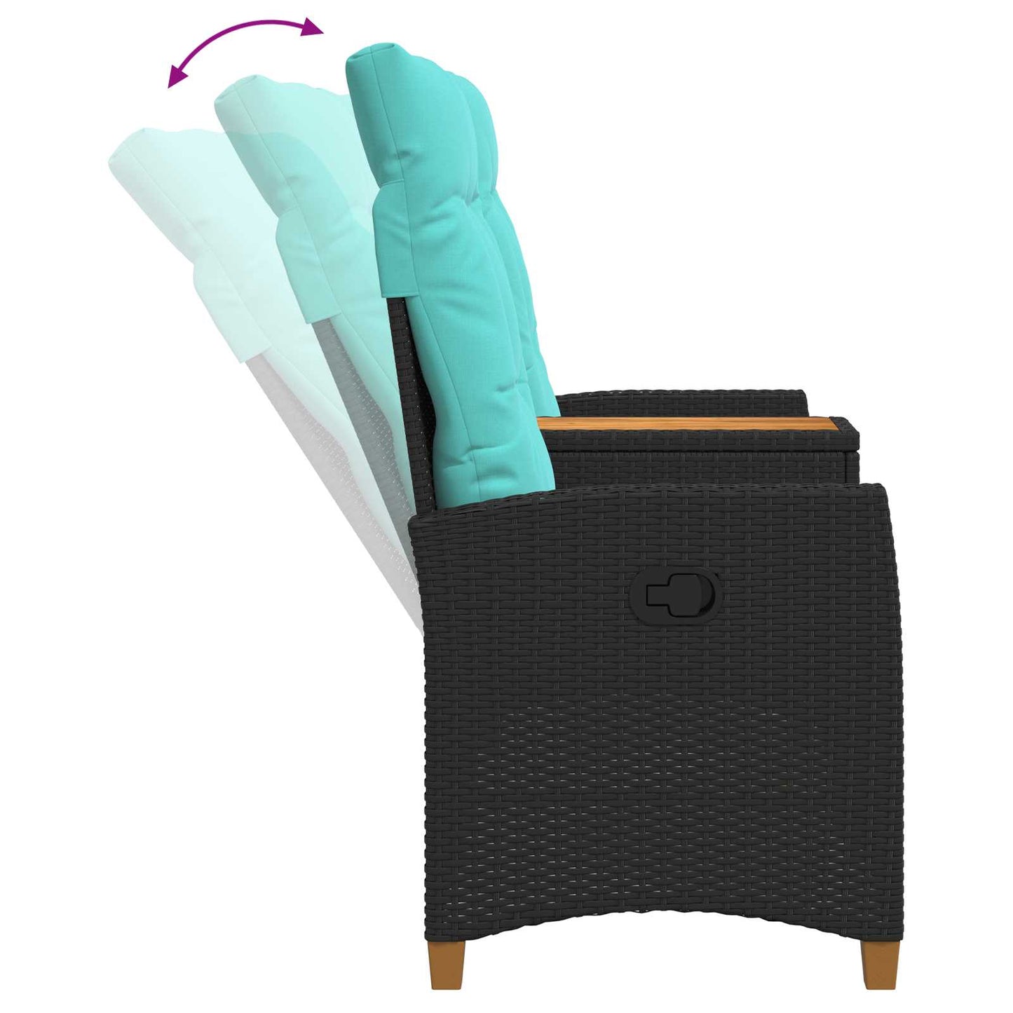 Liegebank mit Tisch Schwarz und Türkis 126 x 65 x 112 cm
