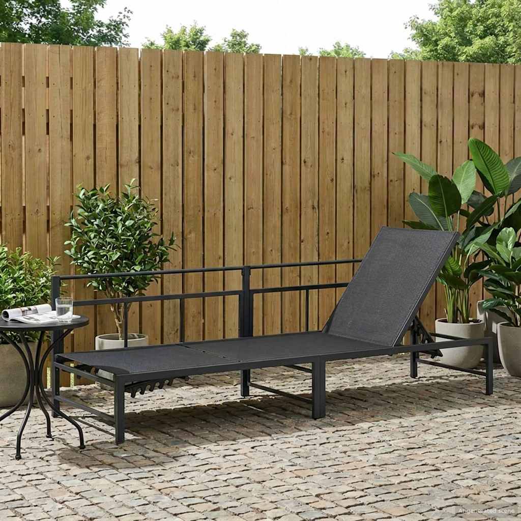 Sonnenliege Schwarz 200 x 62 x 59,5 cm Textilene