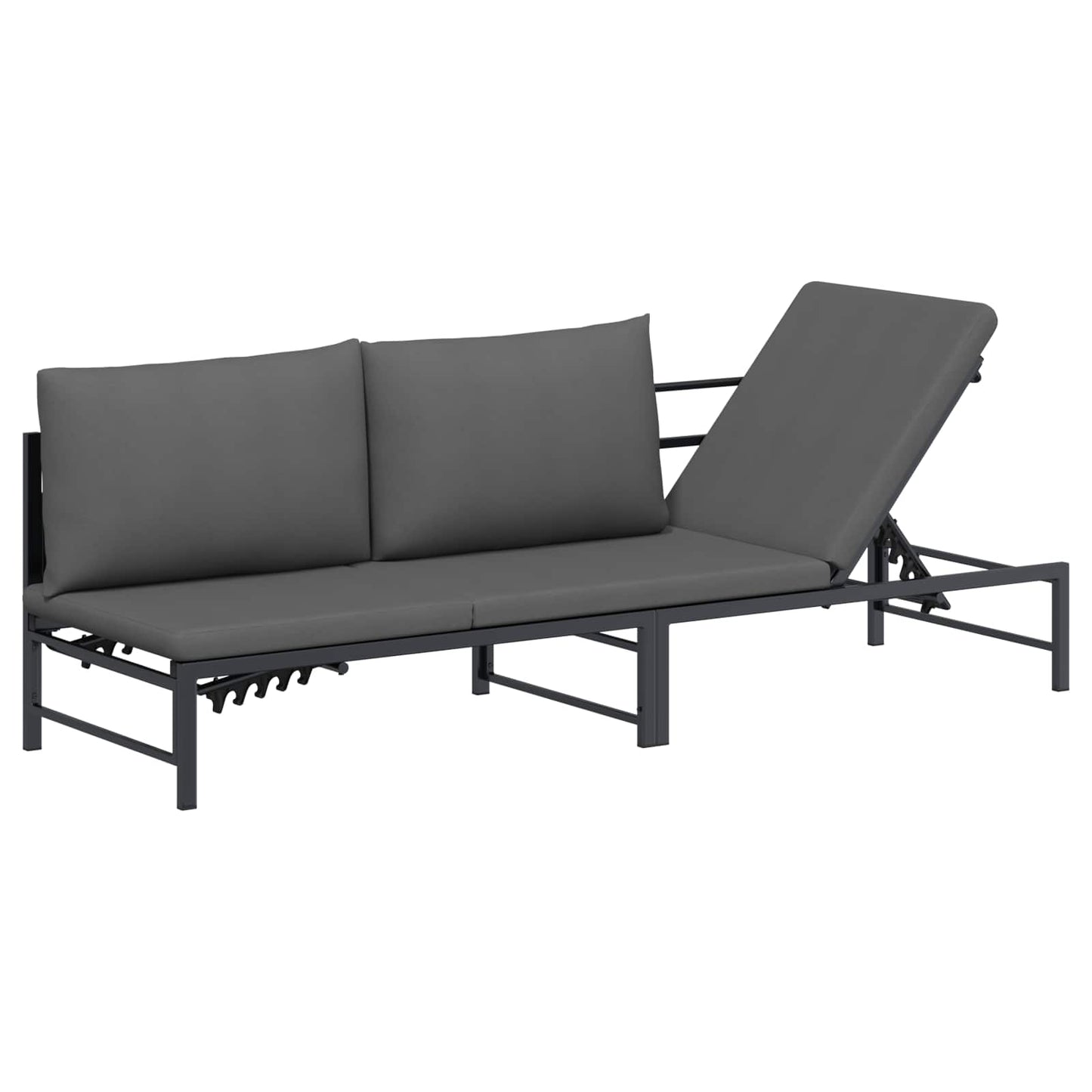 Sonnenliege für 3 Personen Schwarz 200 x 62 x 59,5 cm Textilene