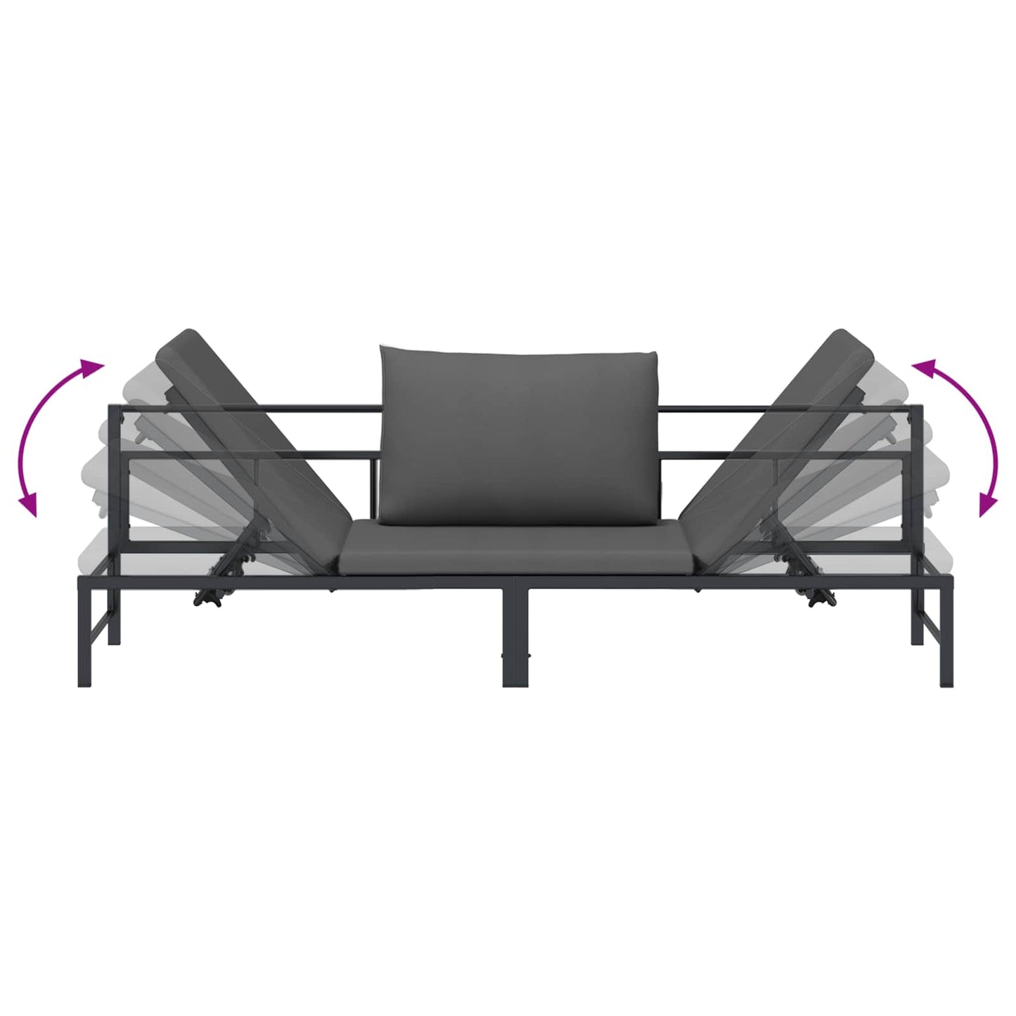Sonnenliege für 3 Personen Schwarz 200 x 62 x 59,5 cm Textilene