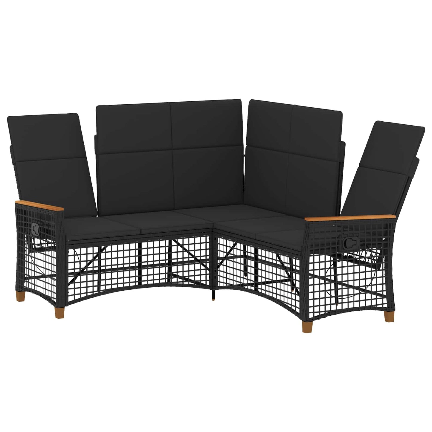 Garten Liegesofa Set Verstellbar Schwarz 164 x 164 x 112 cm