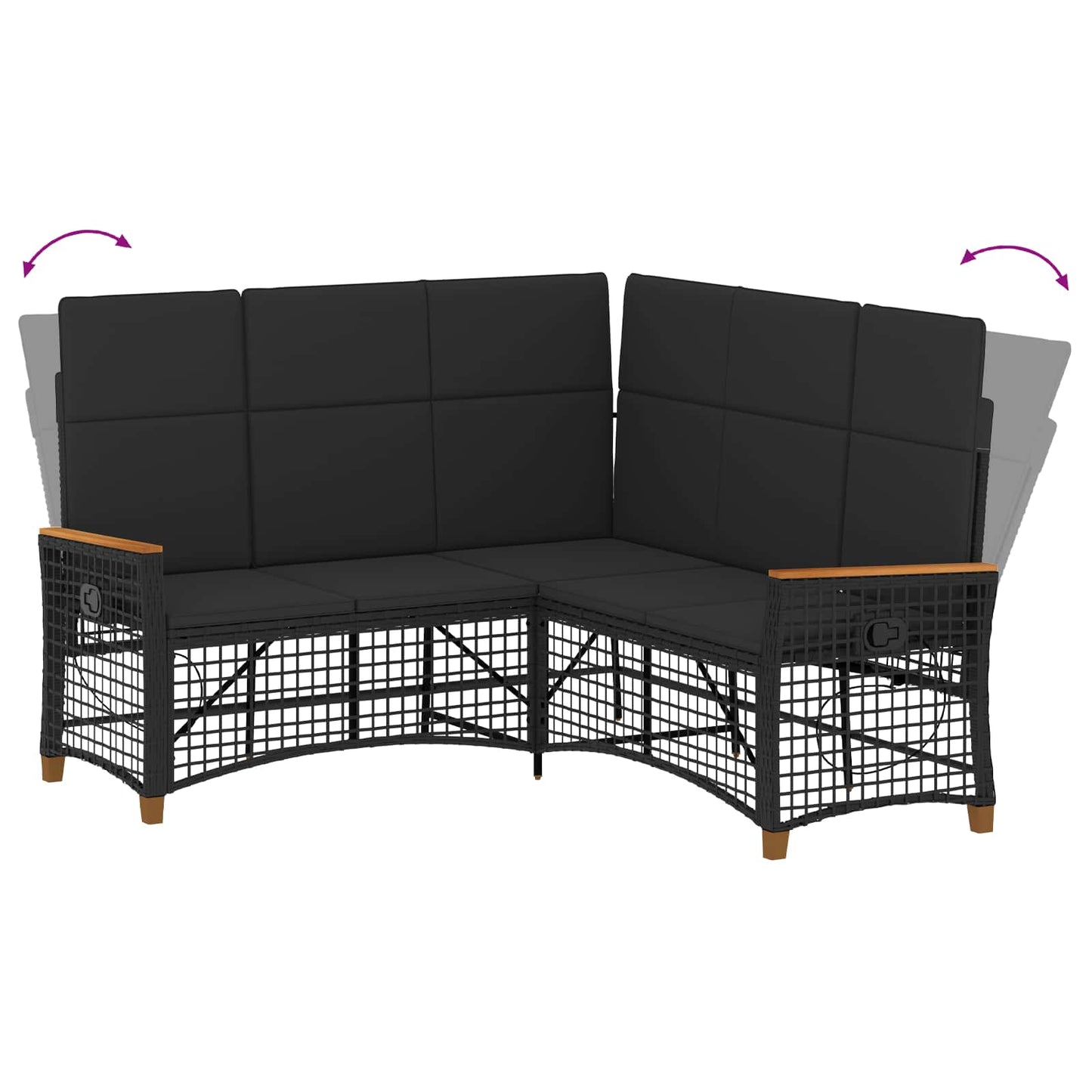 Garten Liegesofa Set Verstellbar Schwarz 164 x 164 x 112 cm