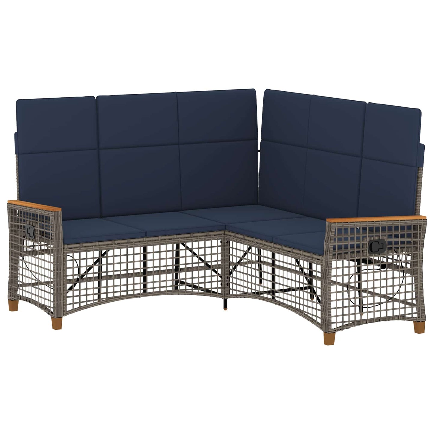 Garten Liegesofa Set Grau und Marineblau 164 x 164 x 112 cm