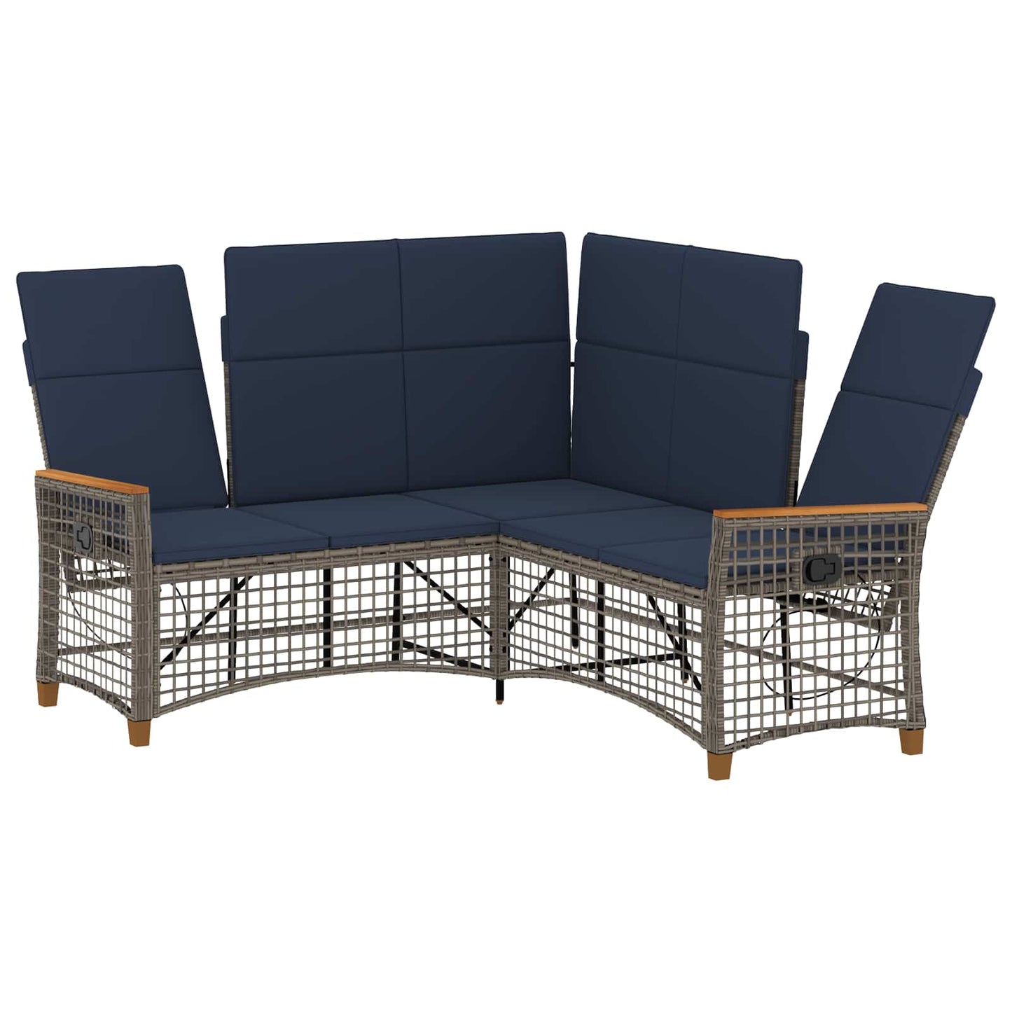 Garten Liegesofa Set Grau und Marineblau 164 x 164 x 112 cm