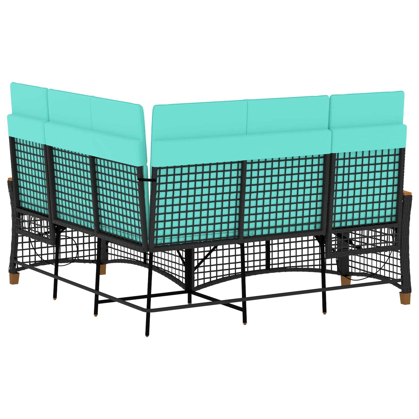 Garten Liegesofa Set Schwarz und Türkis 164 x 164 x 112 cm