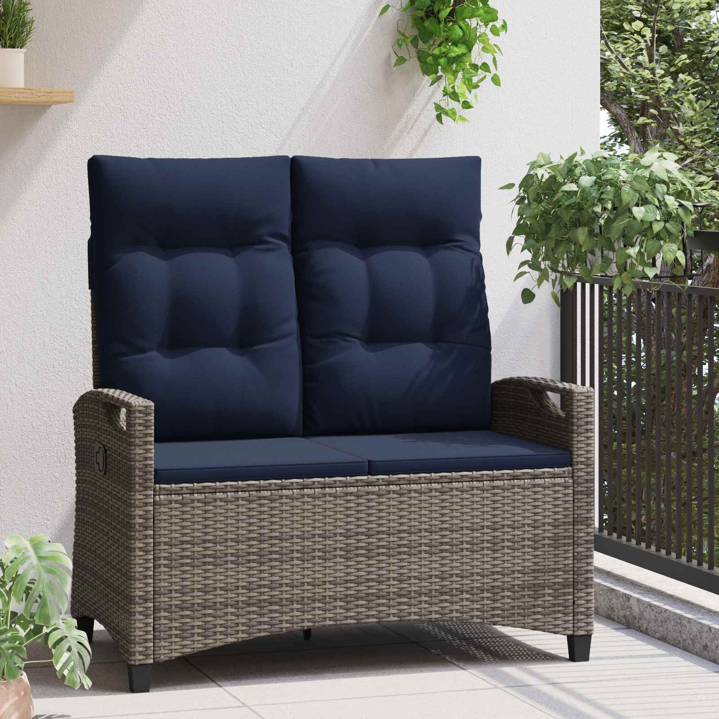 Gartenbank mit Kissen 105 x 60 x 112 cm Stahl