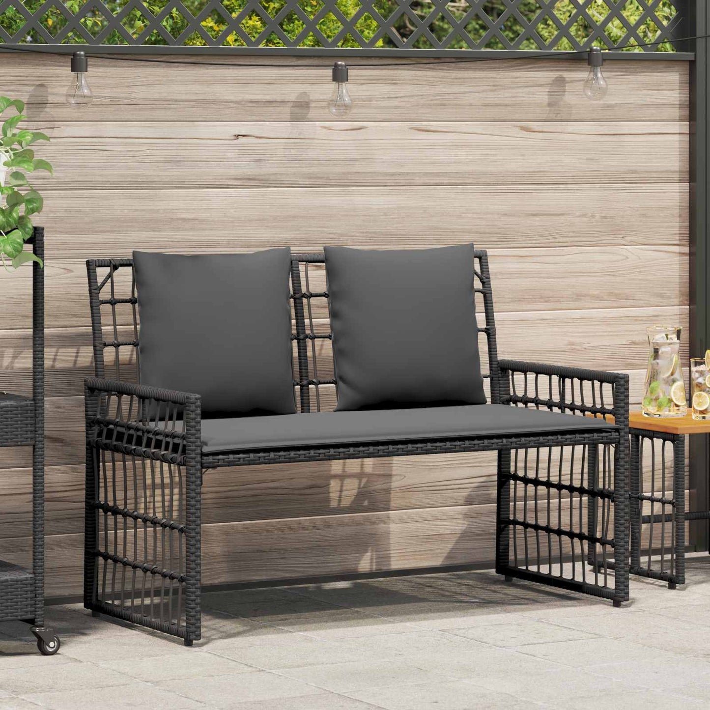 Bank Outdoor Uni Schwarz und Dunkelgrau 116 x 55 x 82 cm
