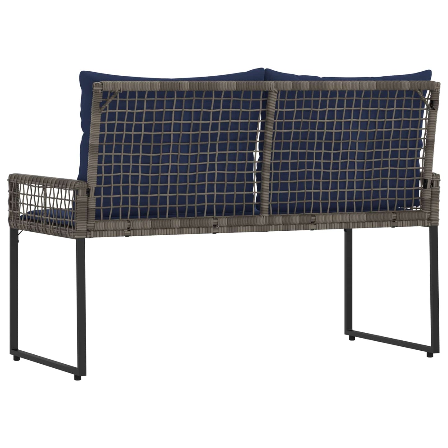 Bank Outdoor mit Kissen Grau und Marine 118 x 55 x 82 cm