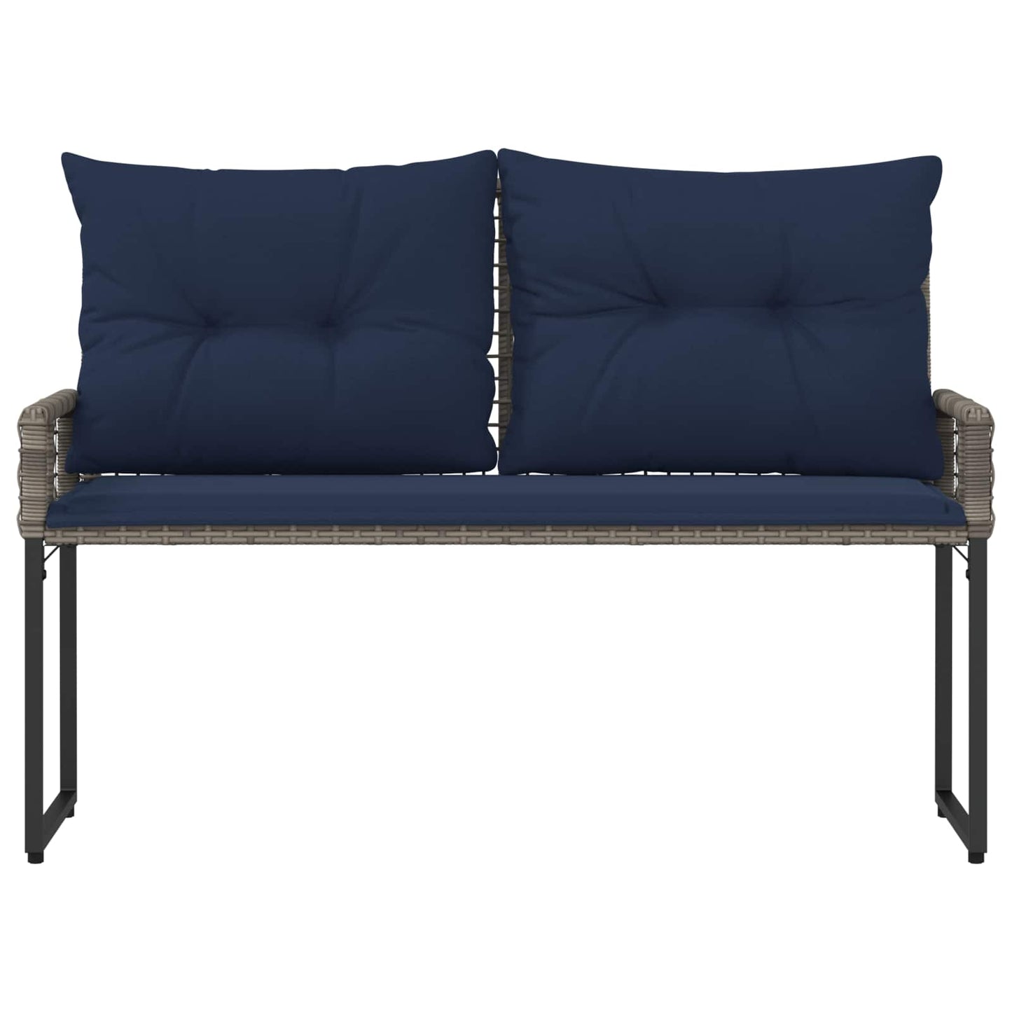 Bank Outdoor mit Kissen Grau und Marine 118 x 55 x 82 cm