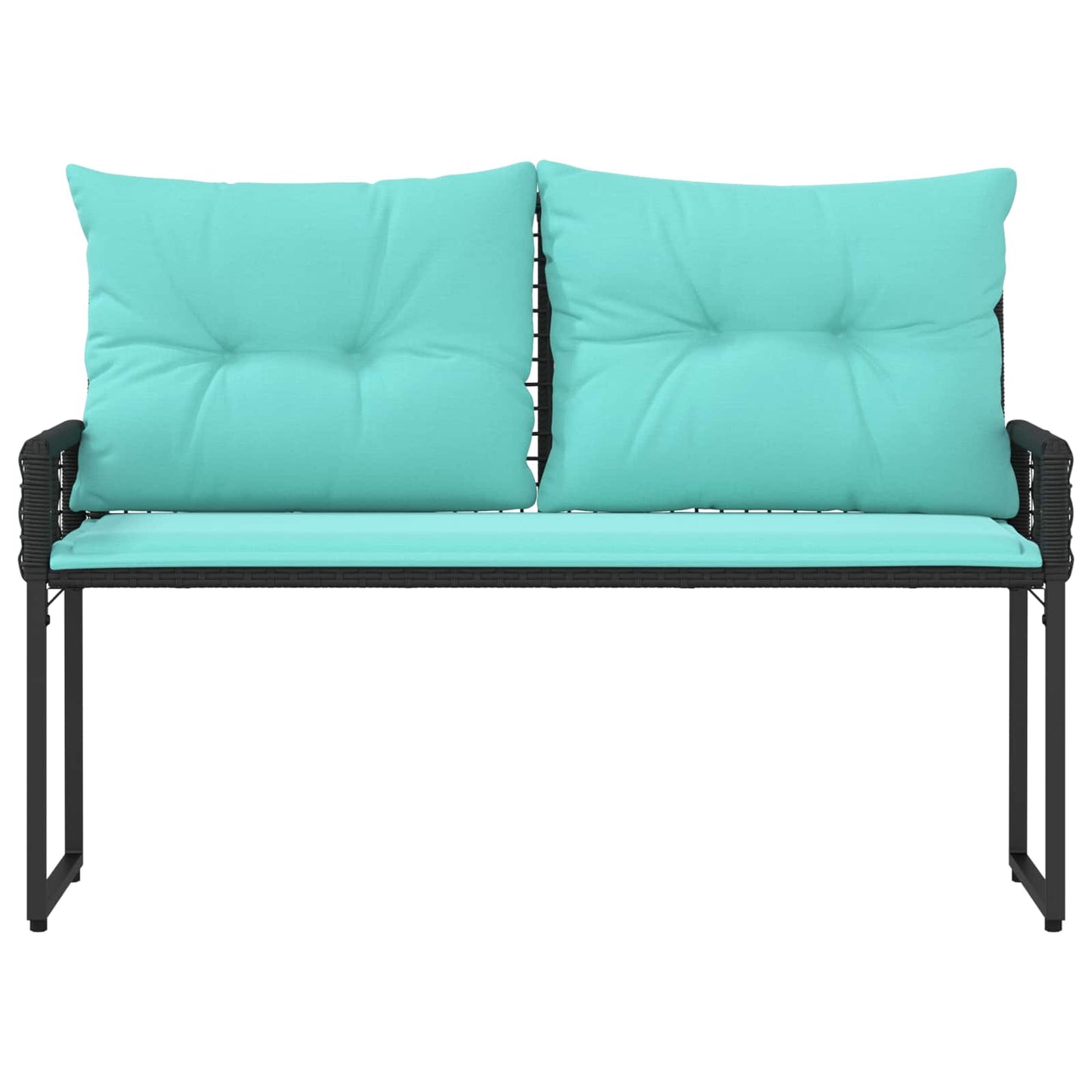 Bank Outdoor mit Kissen Schwarz und Türkis 118 x 55 x 82 cm