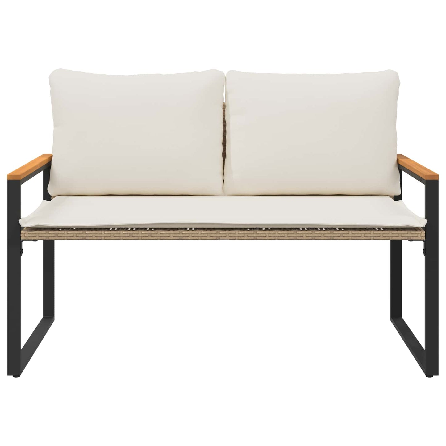Bank mit Kissen Beige und Cremeweiß 115 x 65 x 72 cm Rattan