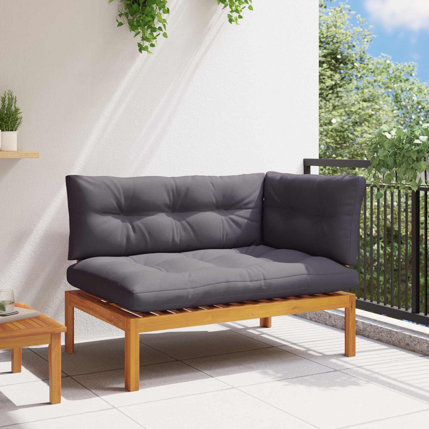 Ecksofa Einheit Natürlich und Dunkelgrau 132 x 92 x 82 cm