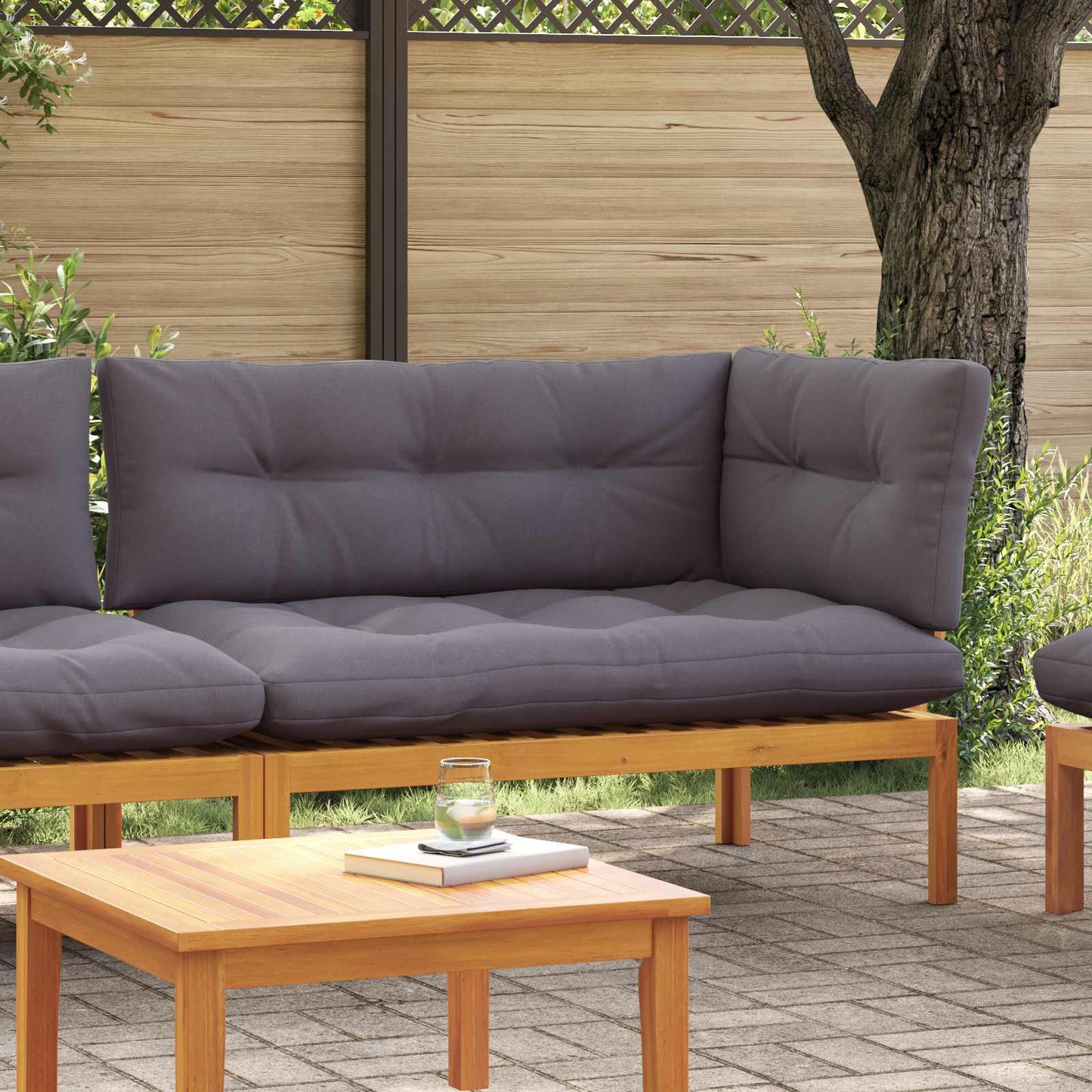 Ecksofa Einheit Natürlich und Dunkelgrau 132 x 92 x 82 cm