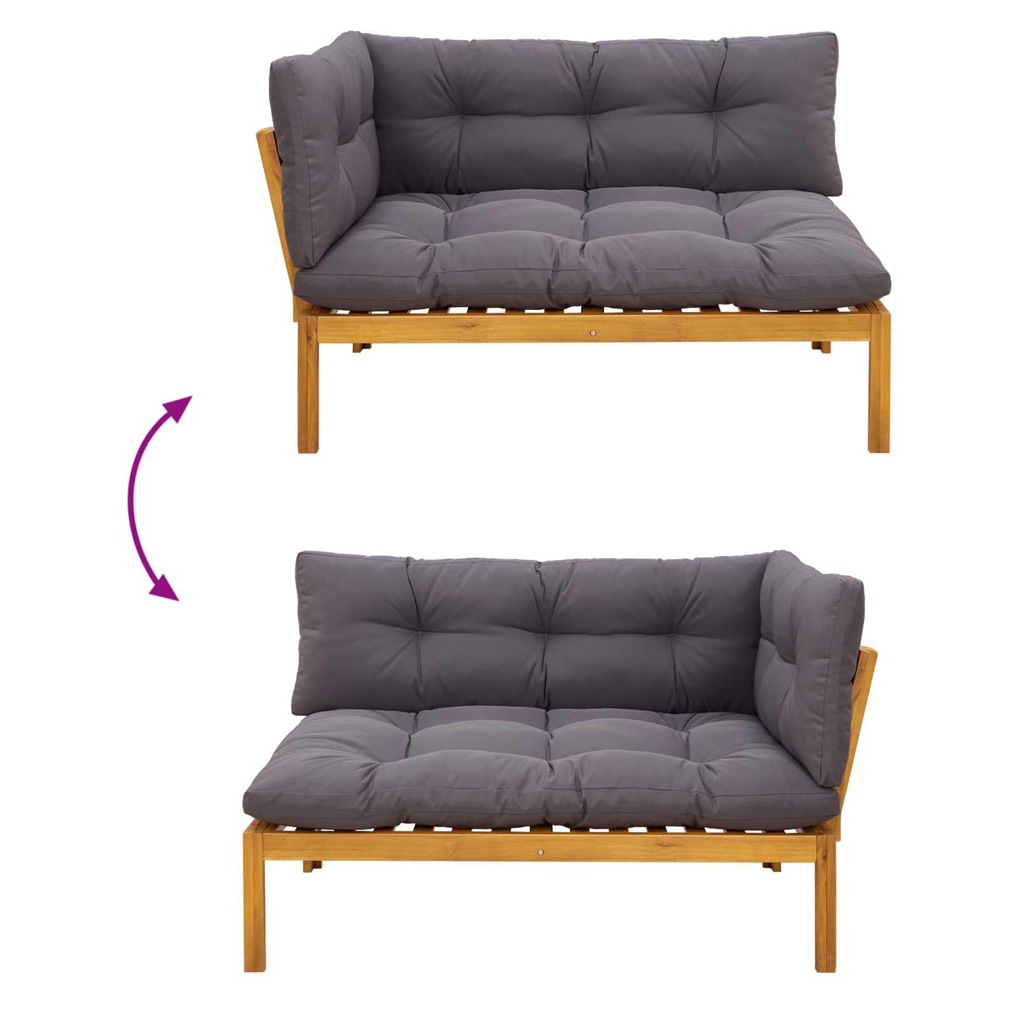 Ecksofa Einheit Natürlich und Dunkelgrau 132 x 92 x 82 cm