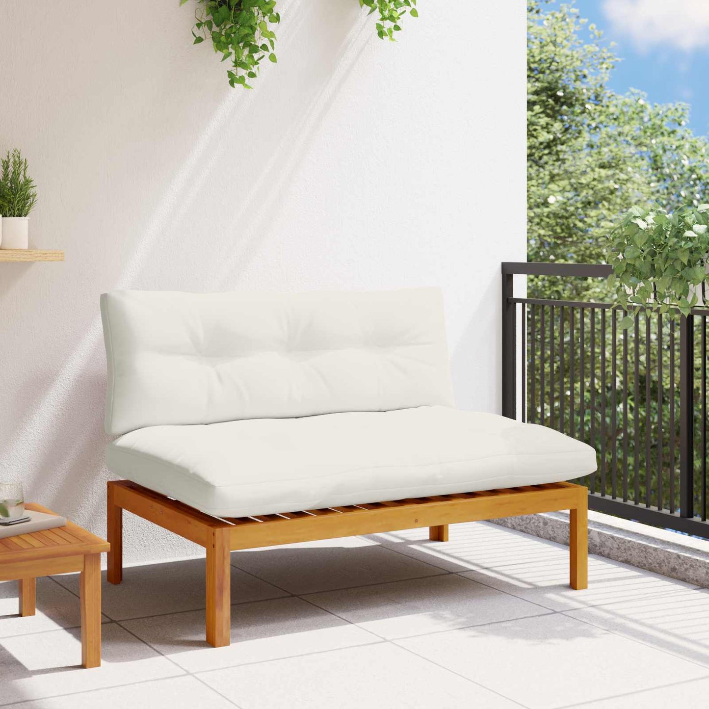 Mittelsofa Einheit Natürlich und Cremweiß 120 x 80 x 82 cm
