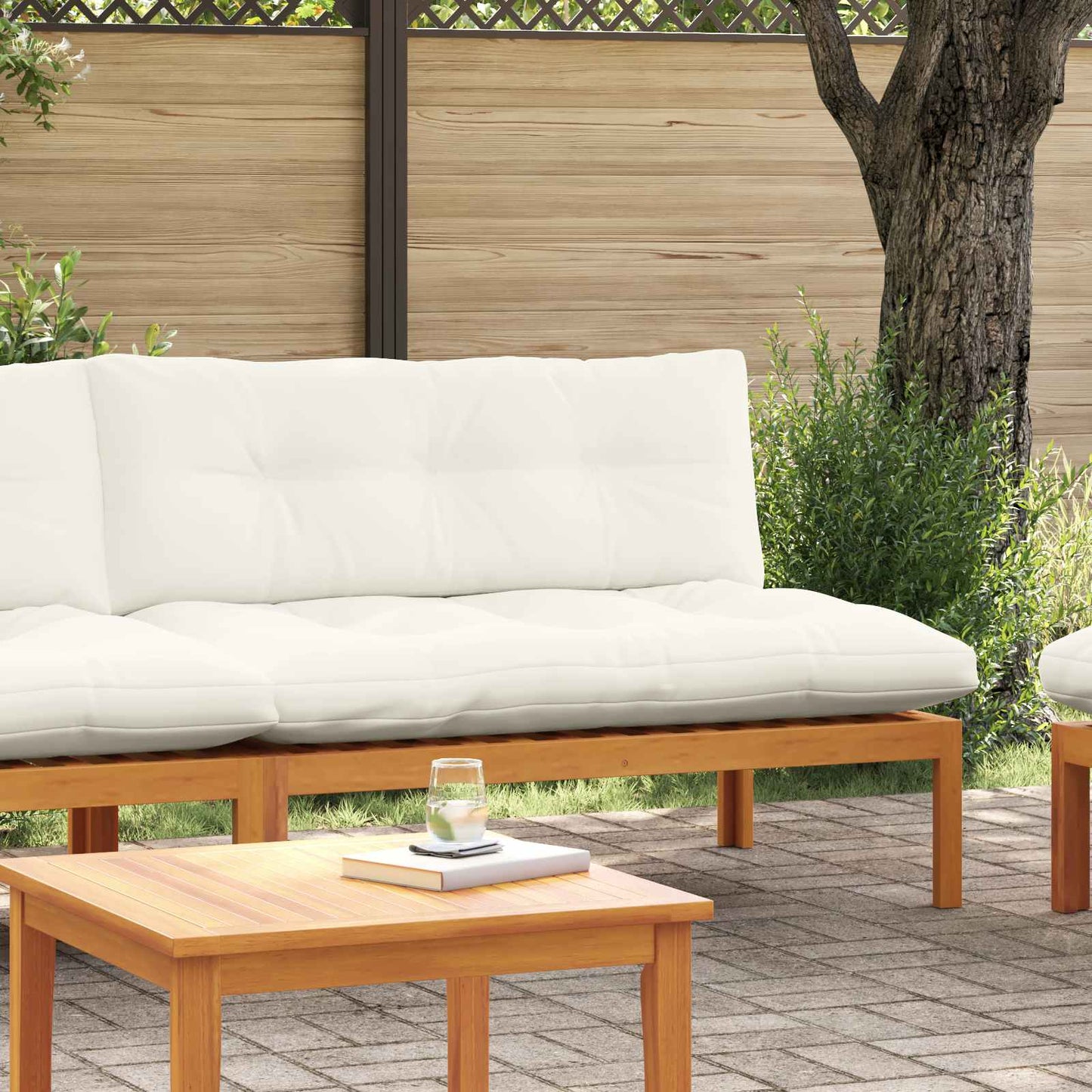 Mittelsofa Einheit Natürlich und Cremweiß 120 x 80 x 82 cm