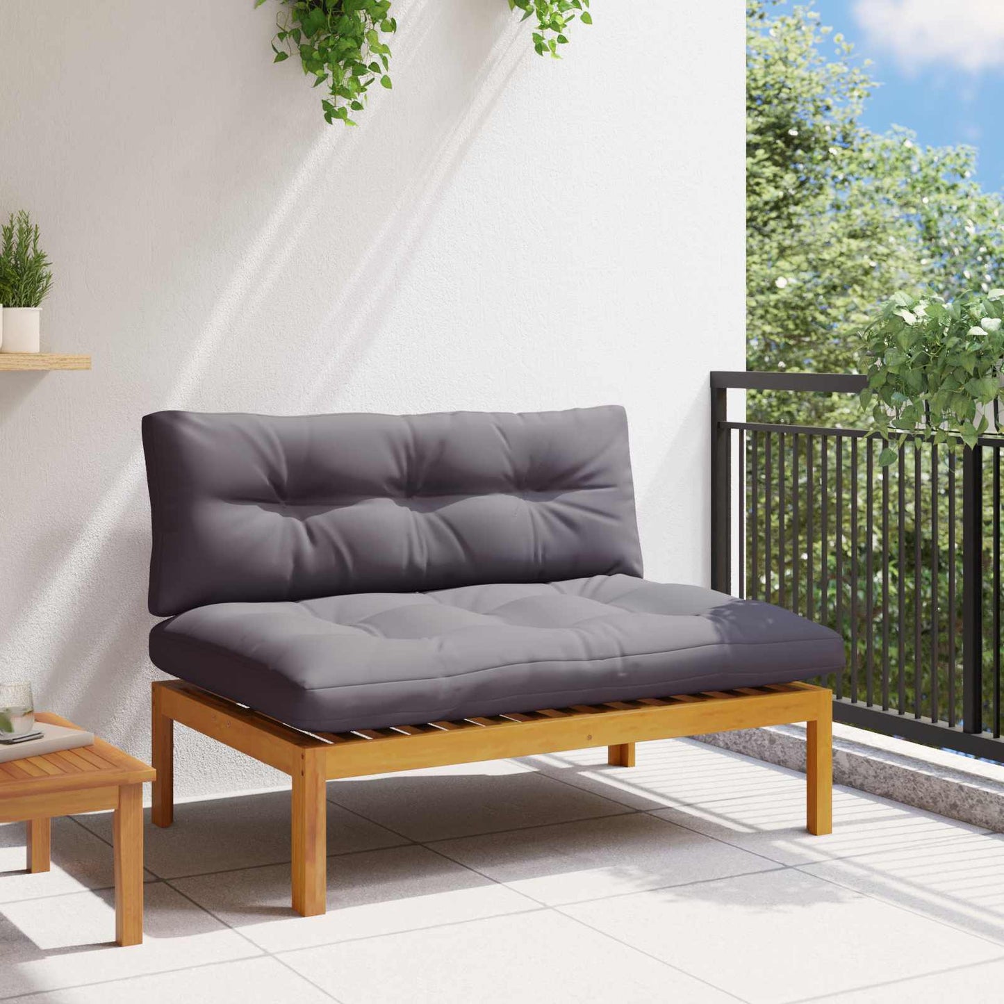 Mittelsofa Einheit Natürlich und Dunkelgrau 120 x 80 x 82 cm