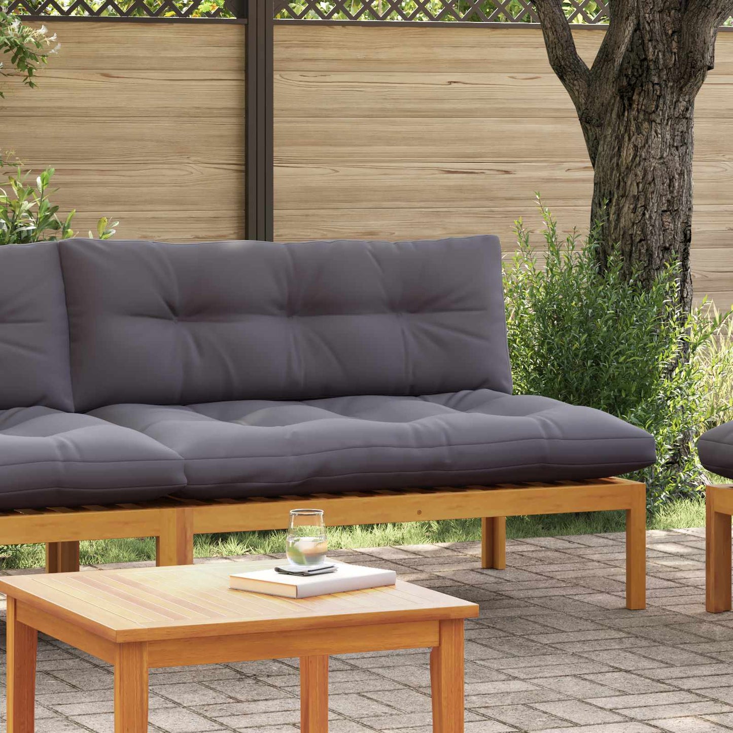 Mittelsofa Einheit Natürlich und Dunkelgrau 120 x 80 x 82 cm
