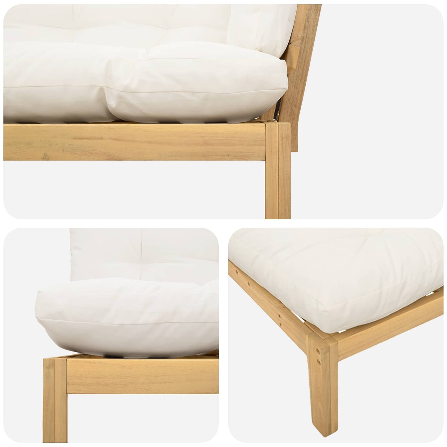 Ecksofa Einheit Helles Akazie und cremeweiß 132 x 92 x 82 cm