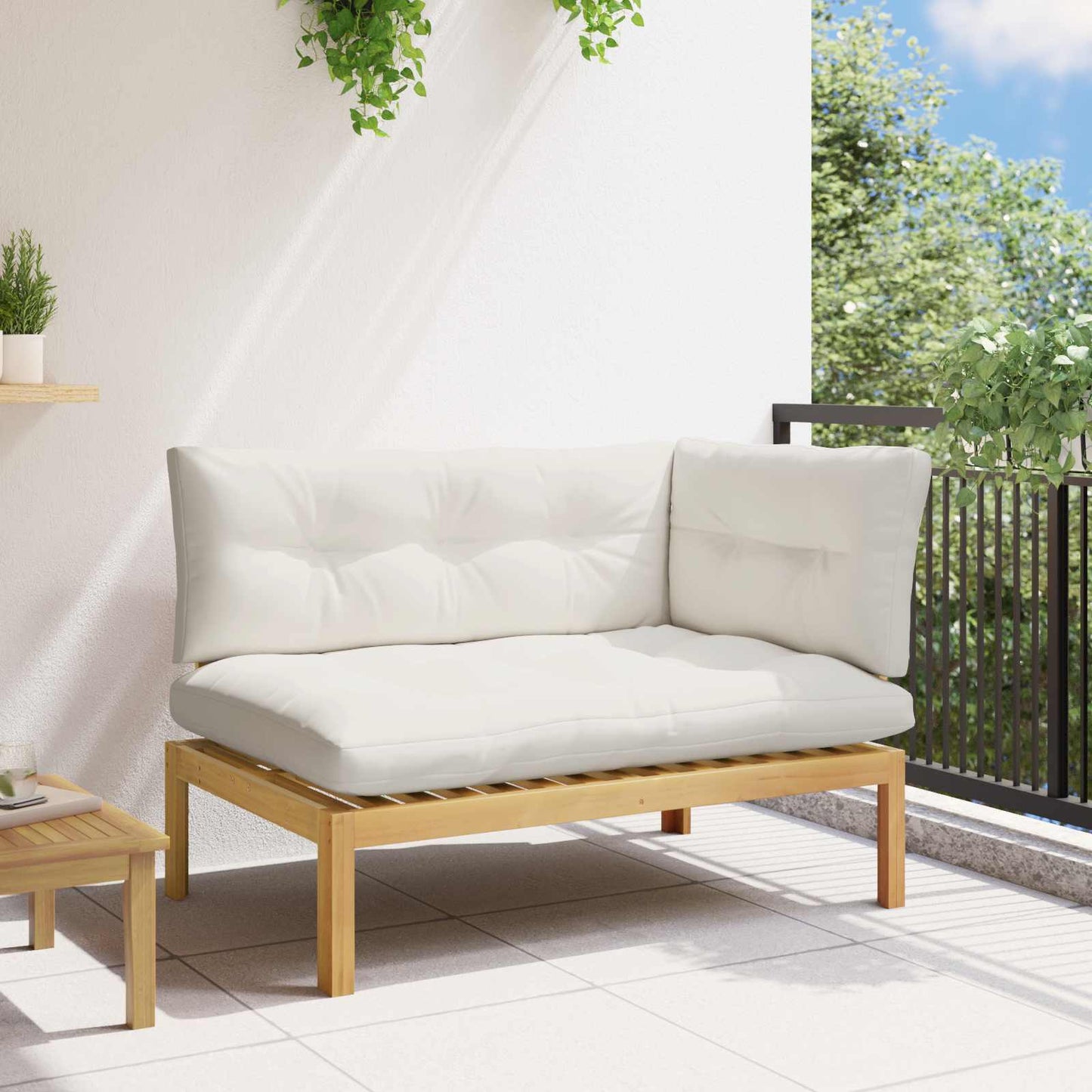 Ecksofa Einheit Helles Akazie und cremeweiß 132 x 92 x 82 cm