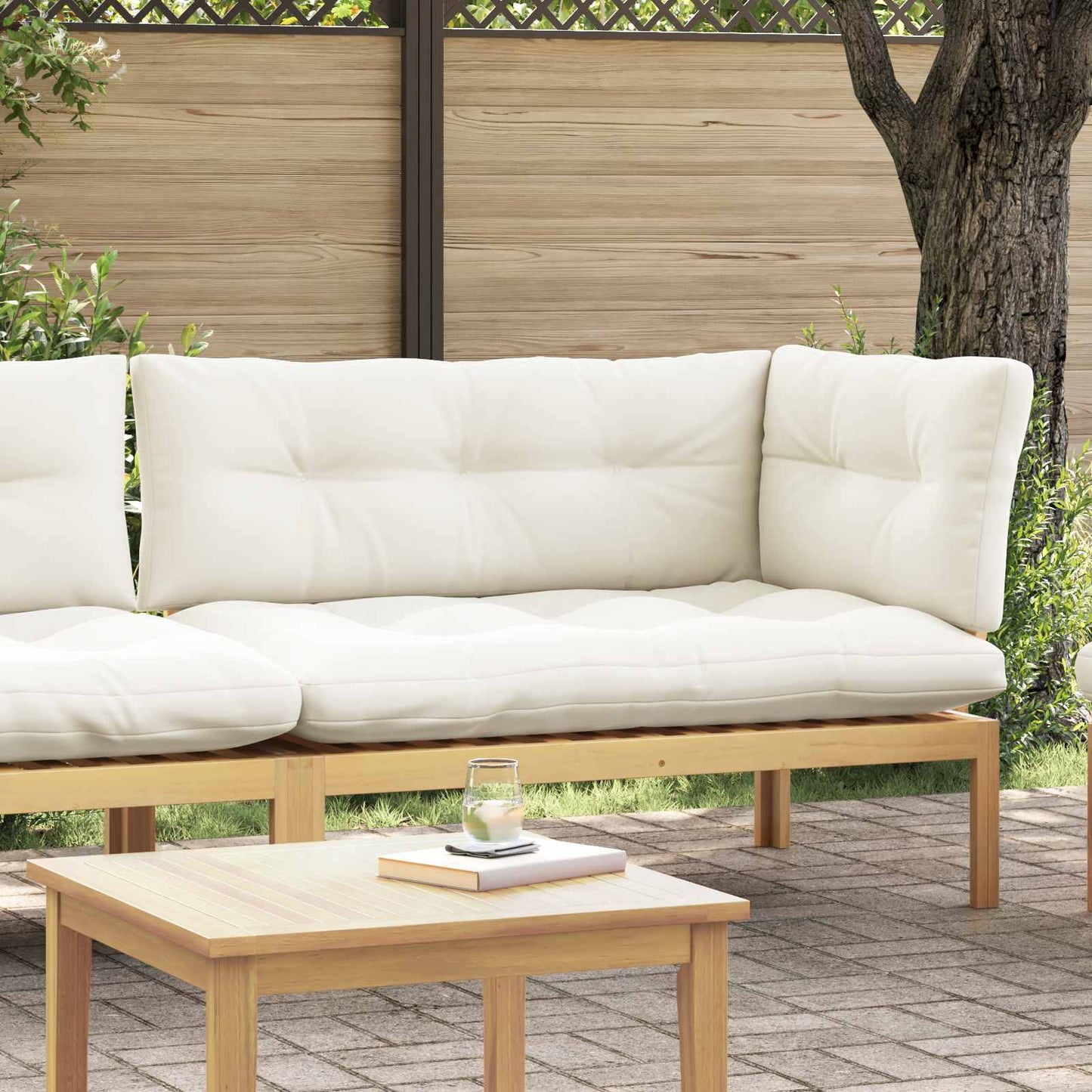 Ecksofa Einheit Helles Akazie und cremeweiß 132 x 92 x 82 cm