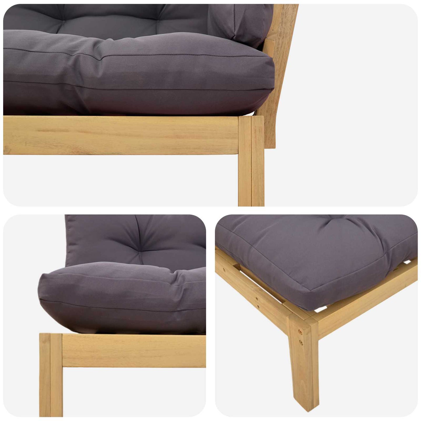 Ecksofa Einheit Helles Akazie und Dunkelgrau 132 x 92 x 82 cm