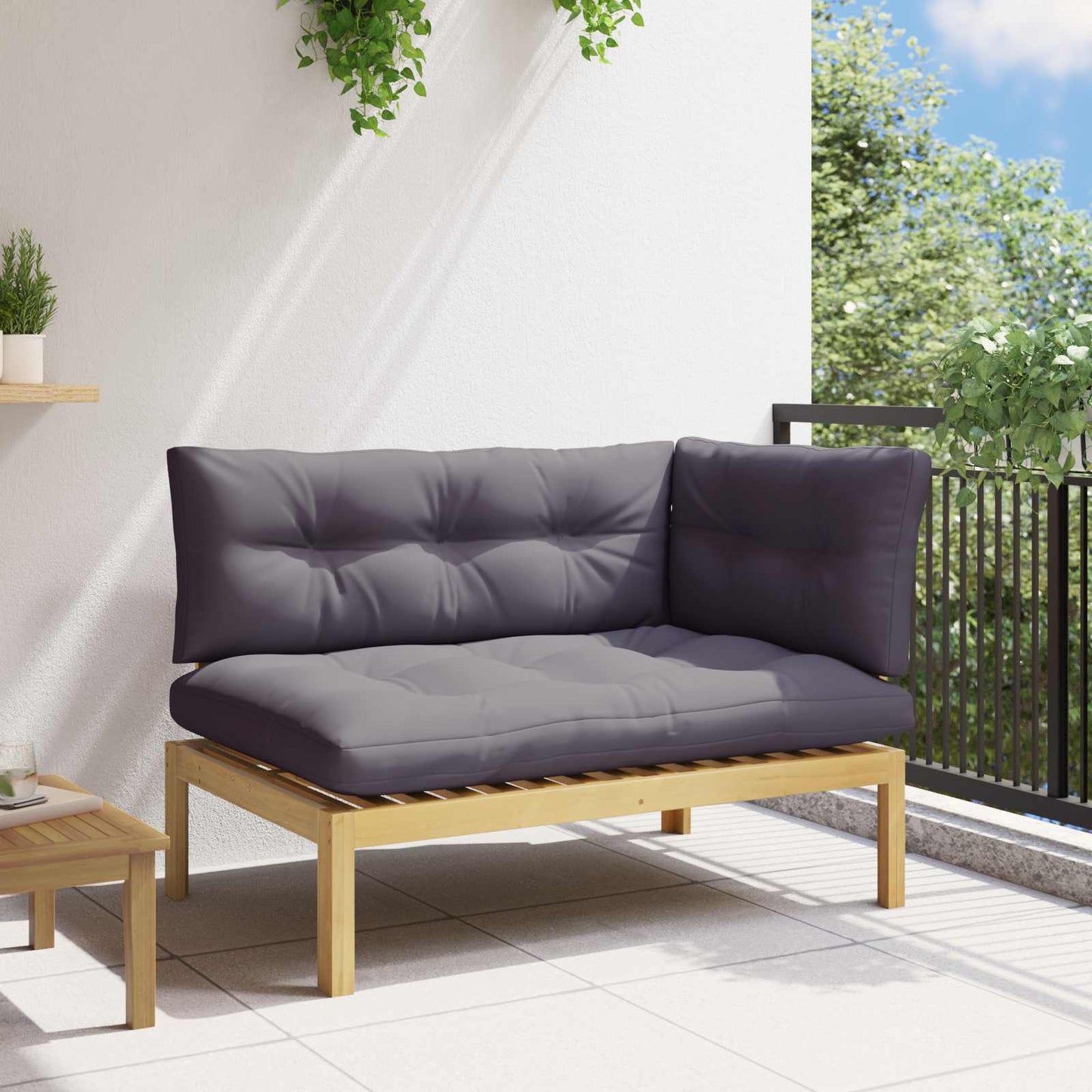 Ecksofa Einheit Helles Akazie und Dunkelgrau 132 x 92 x 82 cm