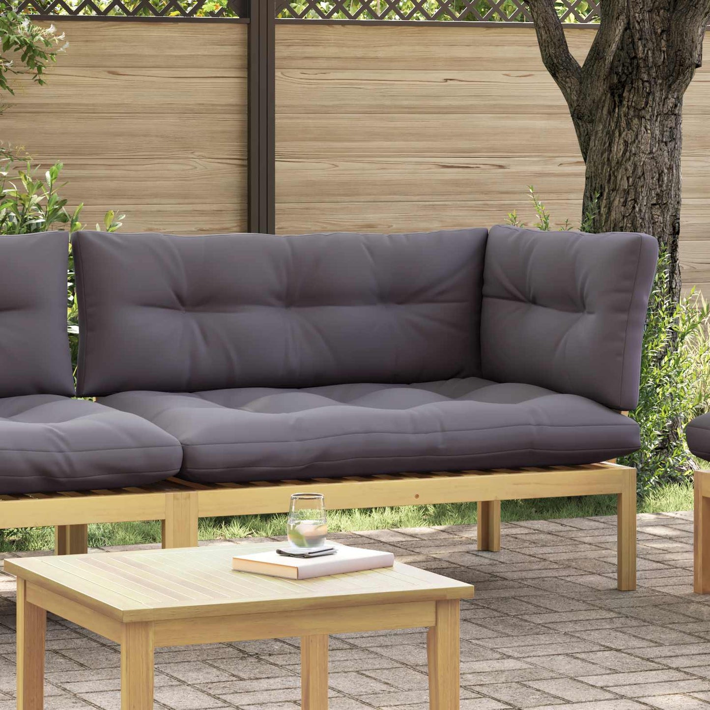 Ecksofa Einheit Helles Akazie und Dunkelgrau 132 x 92 x 82 cm