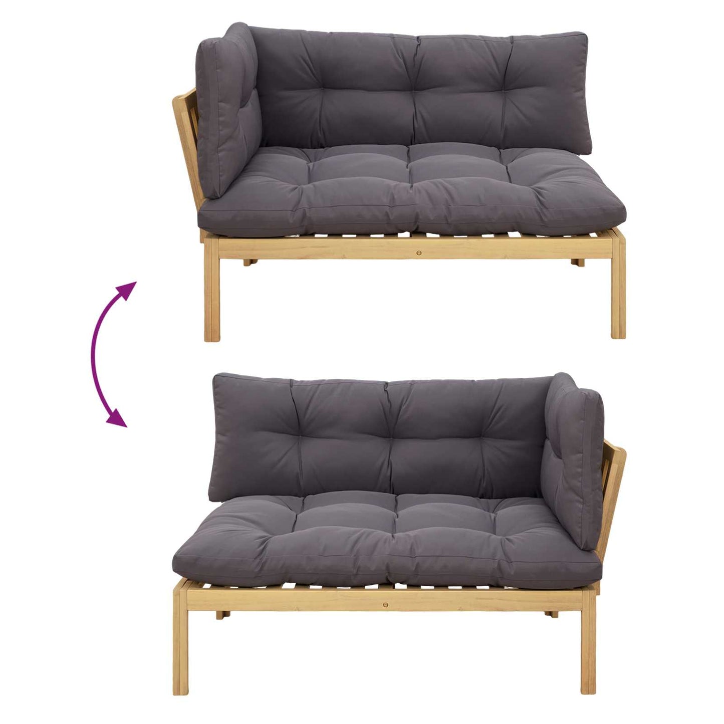 Ecksofa Einheit Helles Akazie und Dunkelgrau 132 x 92 x 82 cm