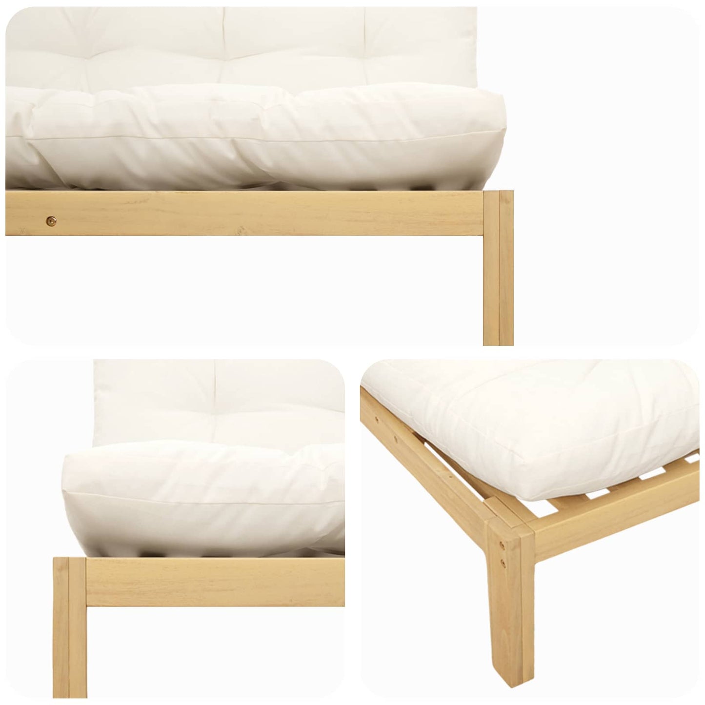 Mittelsofa Einheit Helles Akazie und cremeweiß 120 x 80 x 82 cm