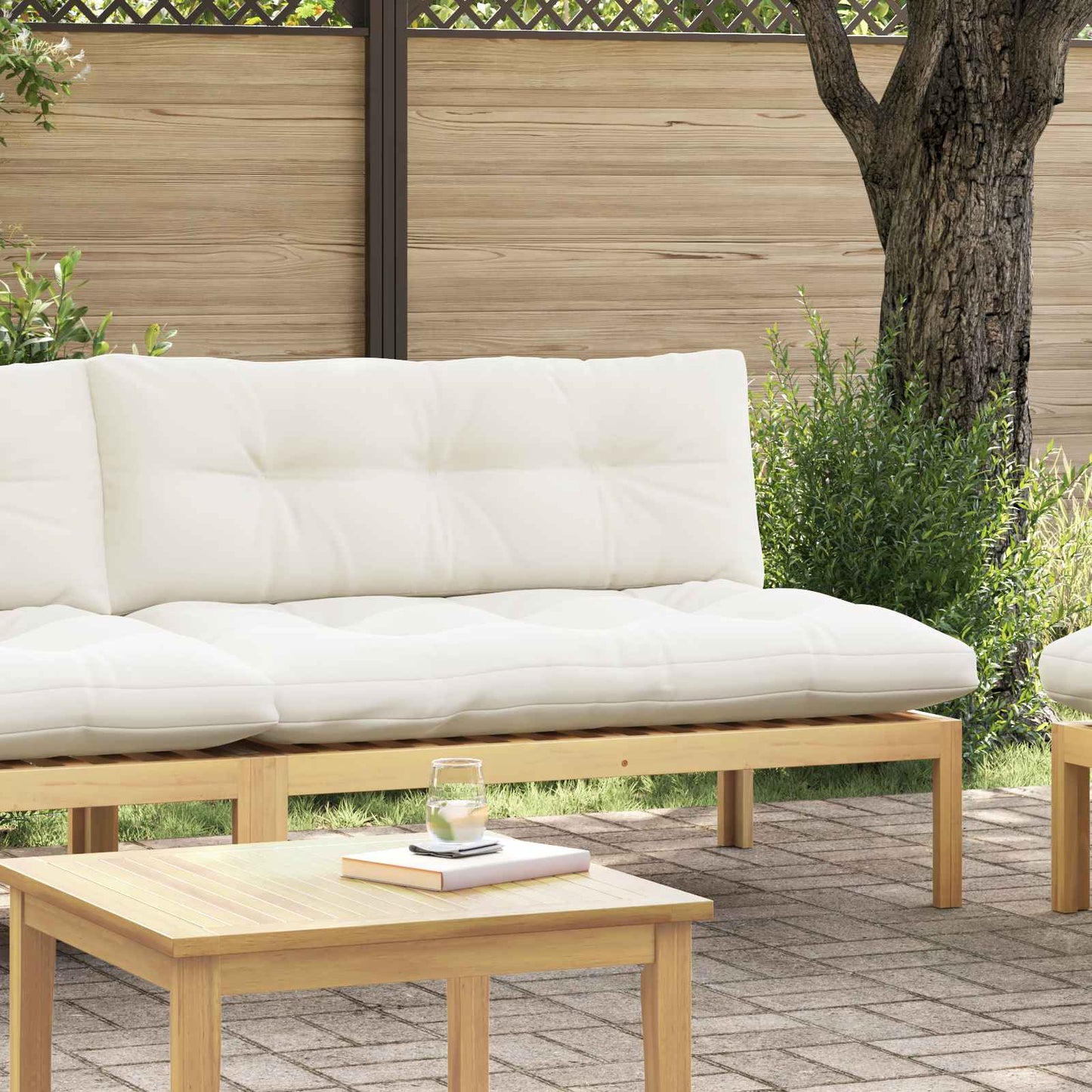 Mittelsofa Einheit Helles Akazie und cremeweiß 120 x 80 x 82 cm