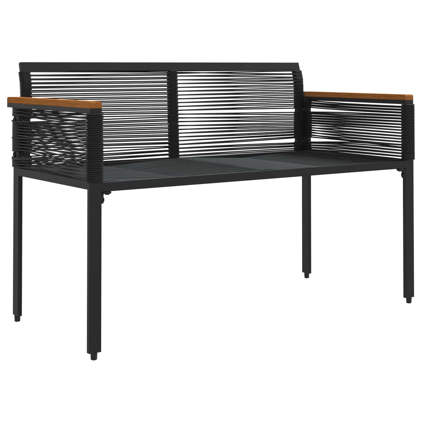 Bank Outdoor mit Kissen Schwarz 117 x 54 x 74,5 cm Poly-Rattan