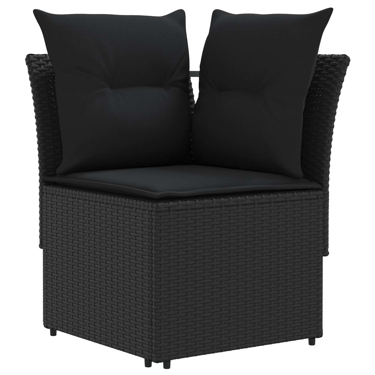 Gartenarmsessel mit Ecksofa 2 Stück Schwarz PE-Rattan
