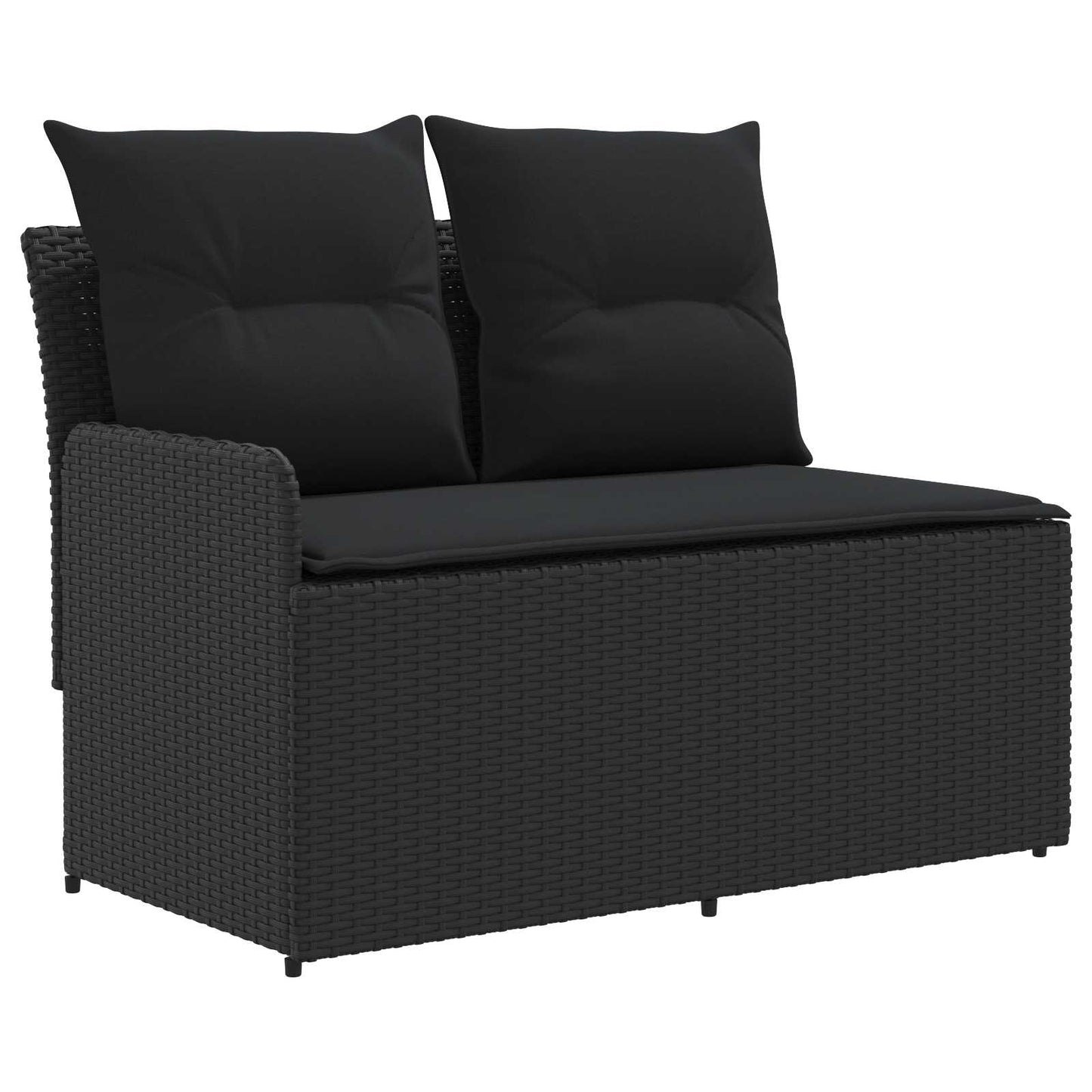 Gartenarmsessel mit Ecksofa 2 Stück Schwarz PE-Rattan