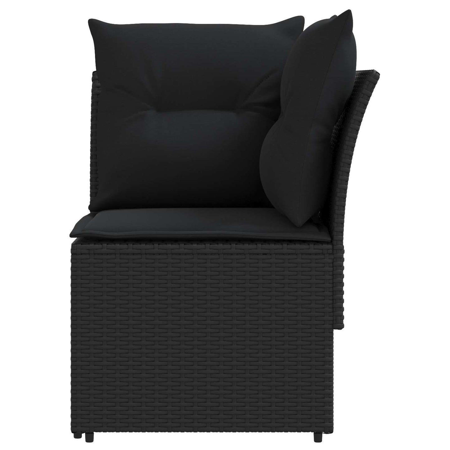 Gartenarmsessel mit Ecksofa 2 Stück Schwarz PE-Rattan