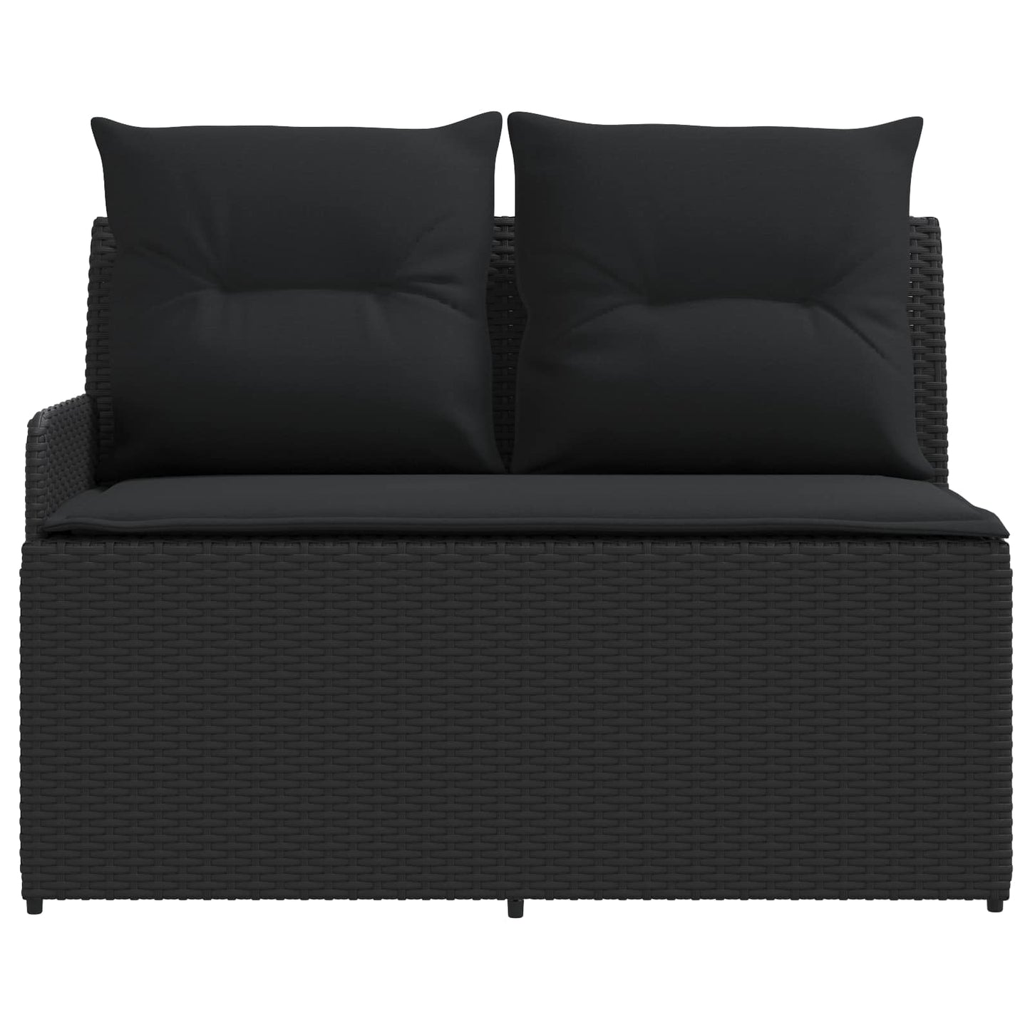 Gartenarmsessel mit Ecksofa 2 Stück Schwarz PE-Rattan