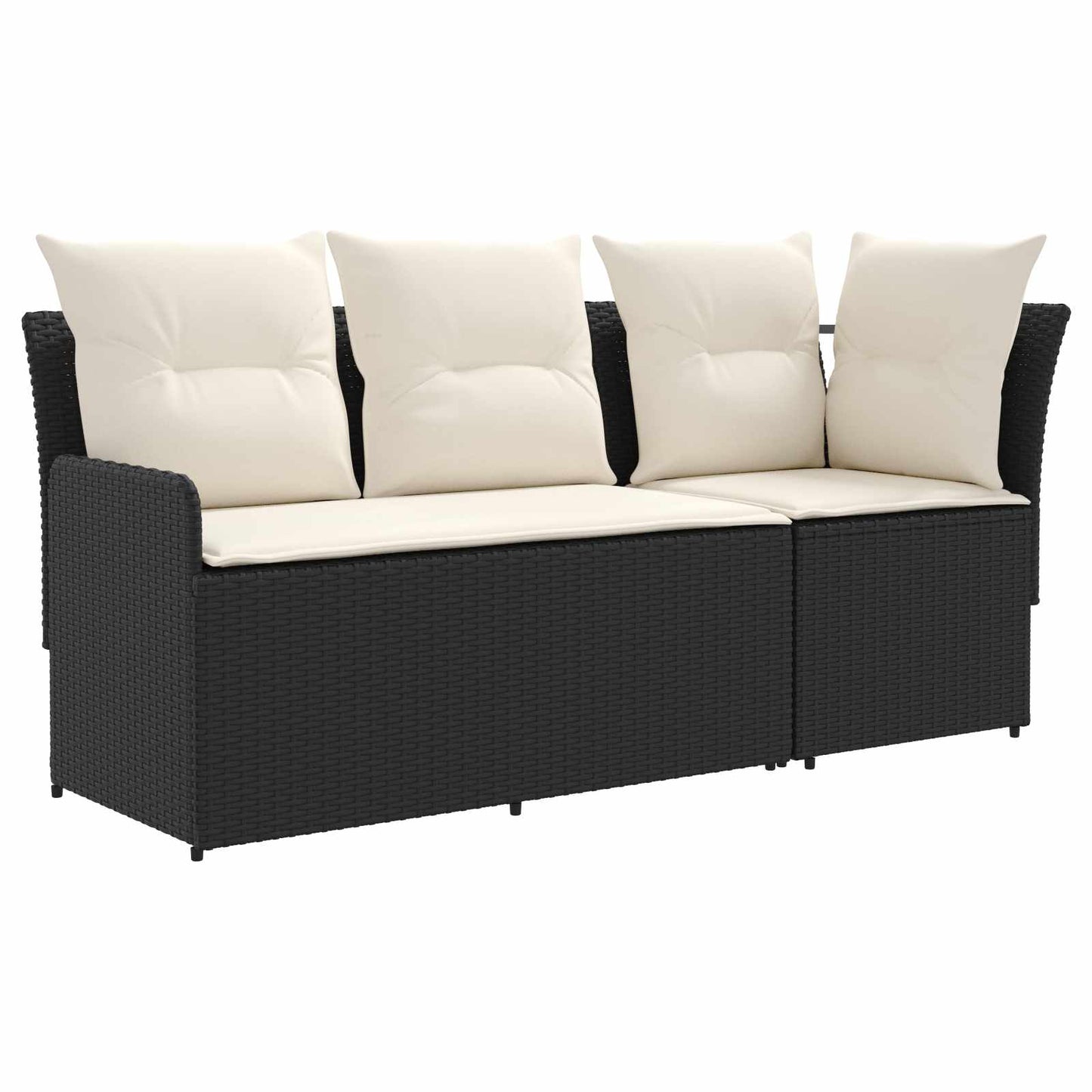 Gartenarmsessel mit Ecksofa 2 Stück Schwarz und Creme PE-Rattan