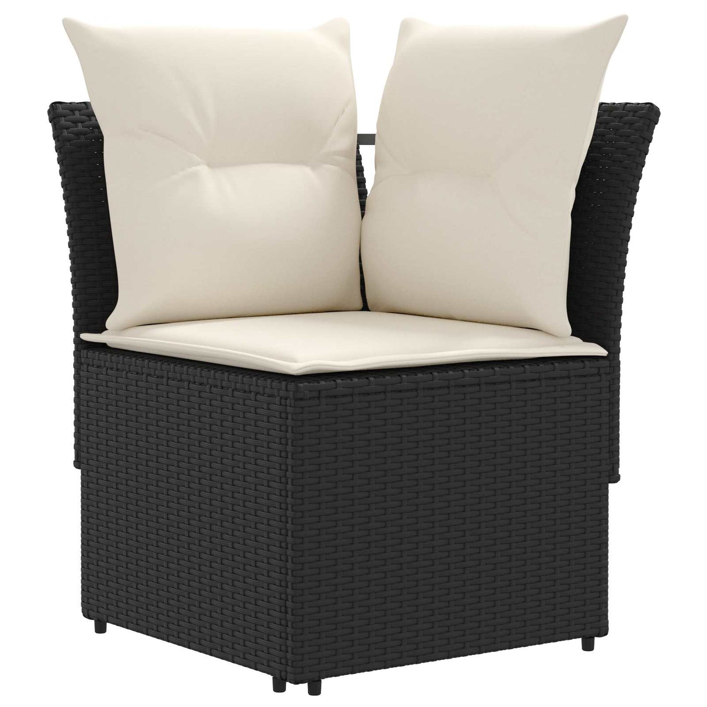 Gartenarmsessel mit Ecksofa 2 Stück Schwarz und Creme PE-Rattan