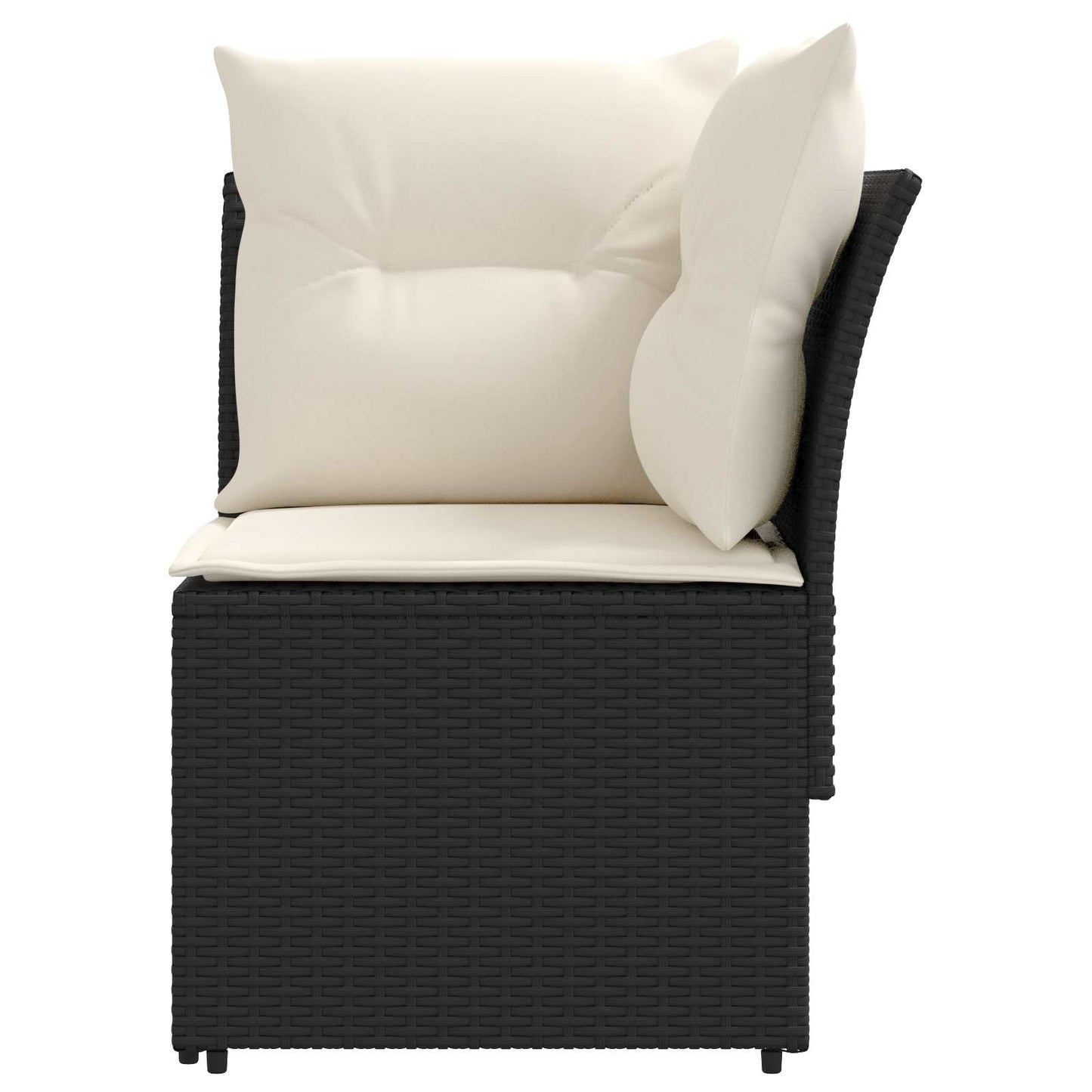Gartenarmsessel mit Ecksofa 2 Stück Schwarz und Creme PE-Rattan