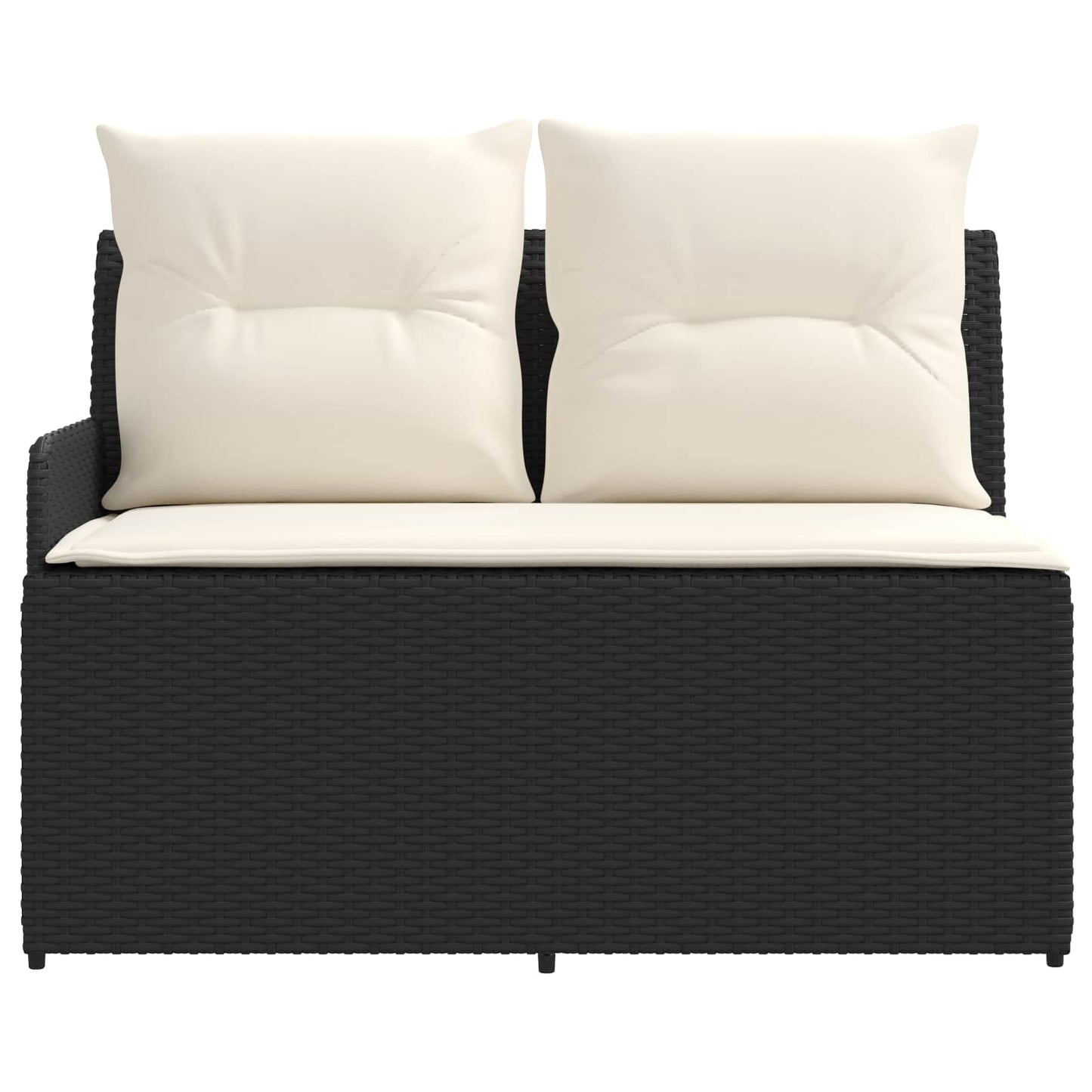 Gartenarmsessel mit Ecksofa 2 Stück Schwarz und Creme PE-Rattan