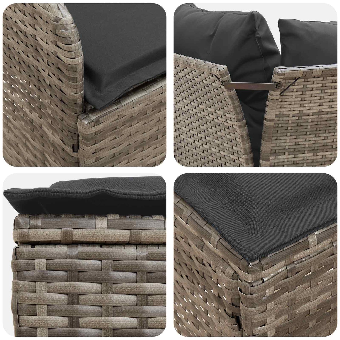 Gartenarmsessel mit Ecksofa 2 Stück Grau und Dunkelgrau